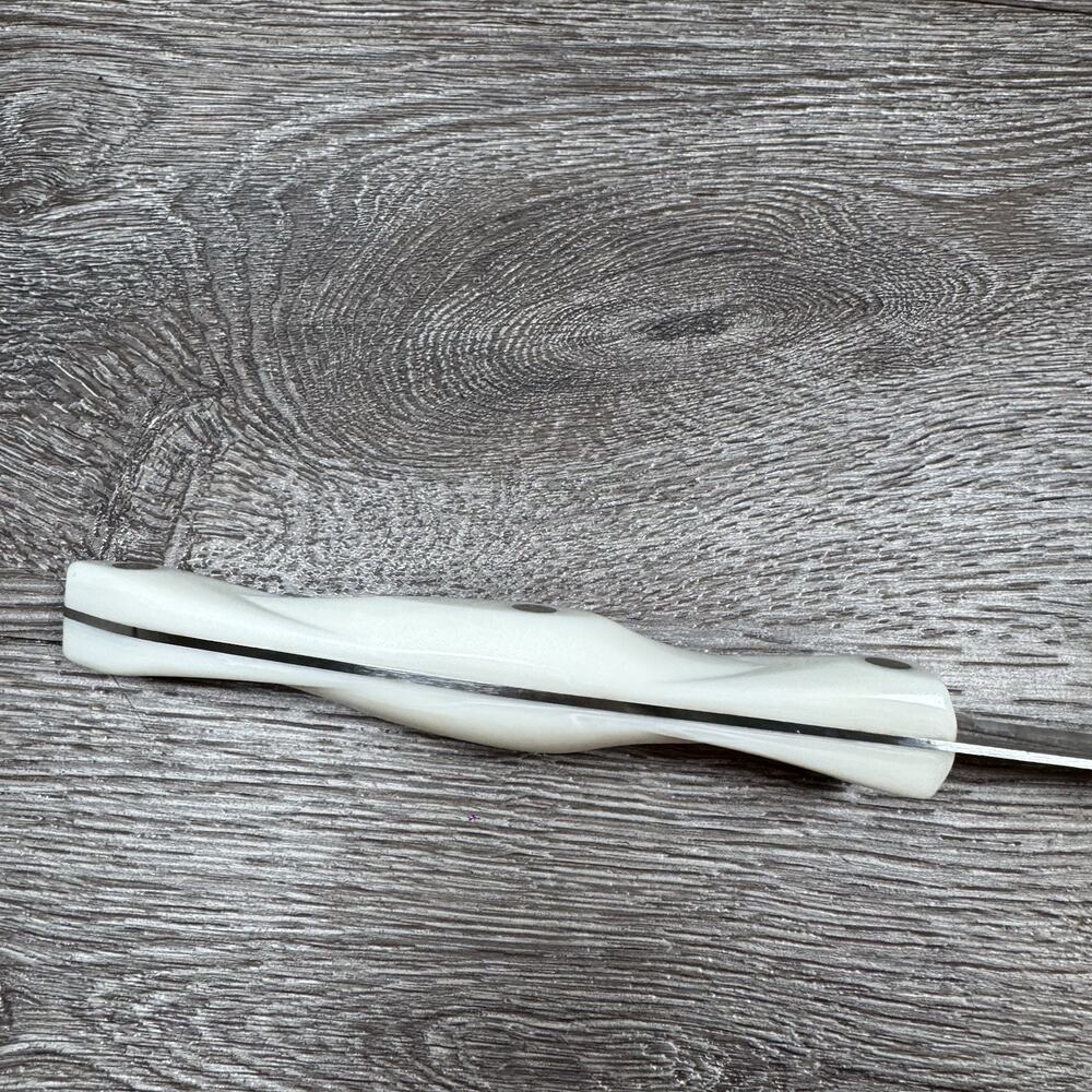 CUTCO 1729 JG Meat CARVING KNIFE Serrated 7" Blade WHITE PEARL Swirl 12" USA - Picture 9 of 11